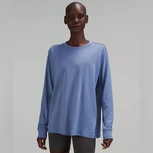 Lululemon All Yours Cotton Long Sleeve Shirt Oversized Long Crew 10 Water Blue